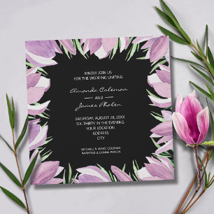 Elegante Lila Magnolias Hochzeit Einladung