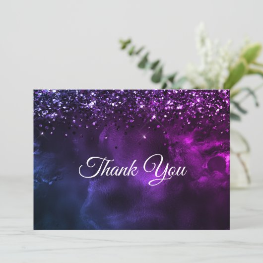 Elegante lila Marmorkunst Dankeskarte (Stehend Vorderseite)