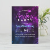 Elegante lila Marmorkunst Weihnachten Einladung (Stehend Vorderseite)