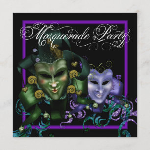 Elegante lila Maskenparty-Einladungen Einladung