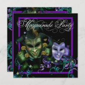 Elegante Lila Masquerade-Party Einladungen (Vorne/Hinten)
