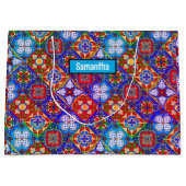 Elegante lila mexikanische Talavera-Fliesen Große Geschenktüte (Vorderseite)