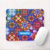 Elegante lila mexikanische Talavera-Fliesen Mousepad (Mit Mouse)