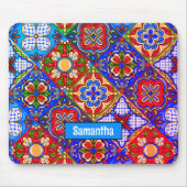 Elegante lila mexikanische Talavera-Fliesen Mousepad (Vorne)