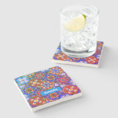 Elegante lila mexikanische Talavera-Fliesen Steinuntersetzer (Seitenansicht)