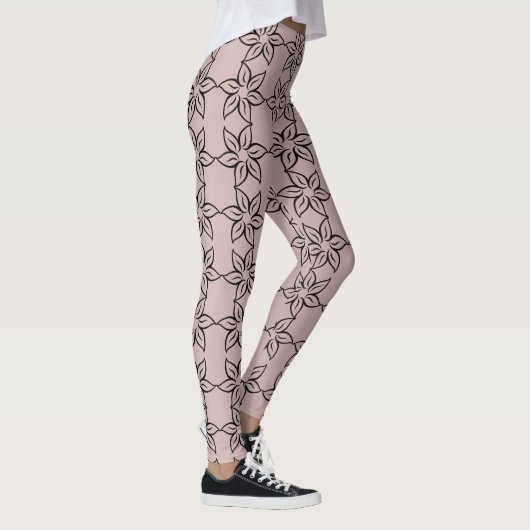 Elegante, Lila Moderne Blume Leggings (Rechts)