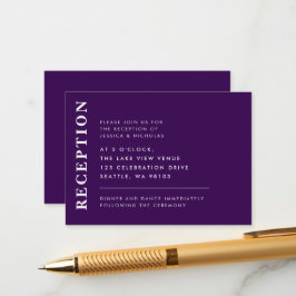 Elegante Lila moderne, einfache Hochzeitsempfehlun Begleitkarte