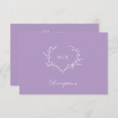 Elegante Lila Monogram-Empfang-Hochzeit Begleitkarte (Vorne/Hinten)