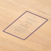 Elegante Lila Monogram Moderne Hochzeit Acryleinladungen (Ablage )