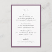 Elegante Lila Monogram Moderne Hochzeit Begleitkarte (Vorderseite)