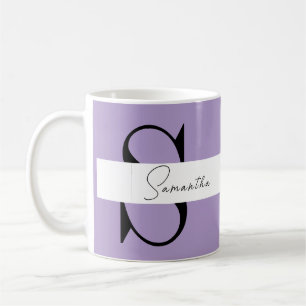 Elegante Lila Monogramm-Tasse   Personalisiert Kaffeetasse