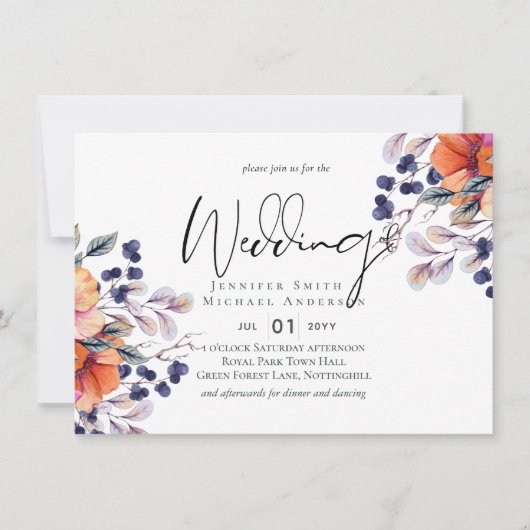 Elegante Lila Orange Hochzeit (Vorderseite)