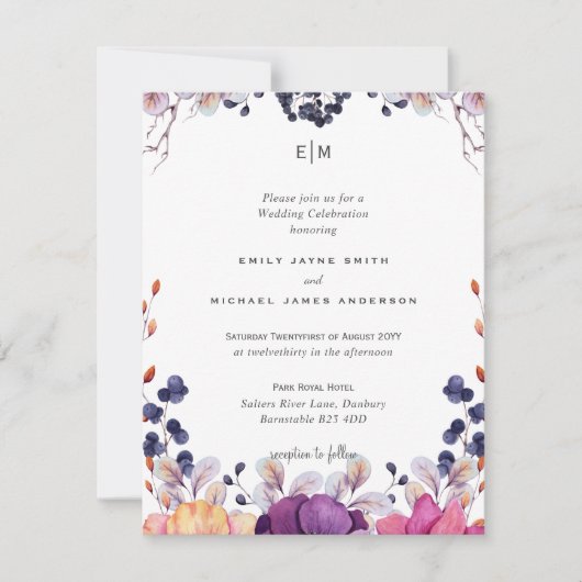 Elegante Lila Orange Hochzeit (Vorderseite)