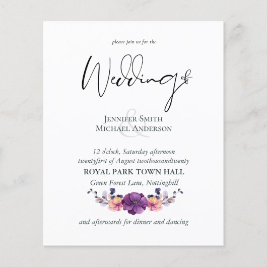 Elegante Lila Orange Hochzeit (Vorderseite)