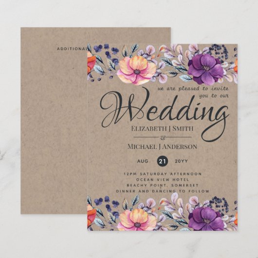 Elegante Lila Orange Hochzeit (Vorne/Hinten)