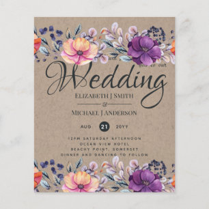 Elegante Lila Orange Hochzeit Flyer