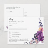 Elegante Lila Orange Hochzeit Postkarte (Vorne/Hinten)