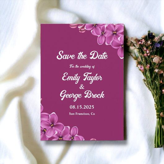 Elegante Lila Orchid Blume Boho Floral Wedding Save The Date