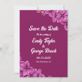Elegante Lila Orchid Blume Boho Floral Wedding Save The Date (Vorderseite)
