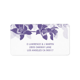 Elegante Lila Orchideen Adressaufkleber