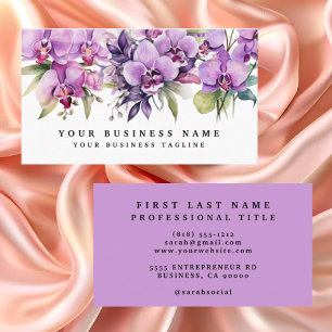 Elegante lila Orchideen Blumen Floral Visitenkarte