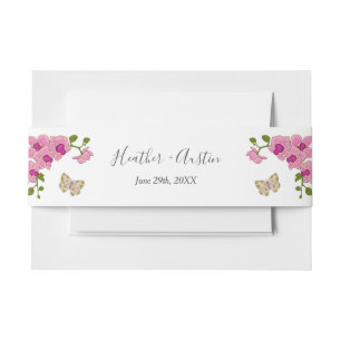 Elegante Lila Orchideen Bohemisch Hochzeit Einladungsbanderole