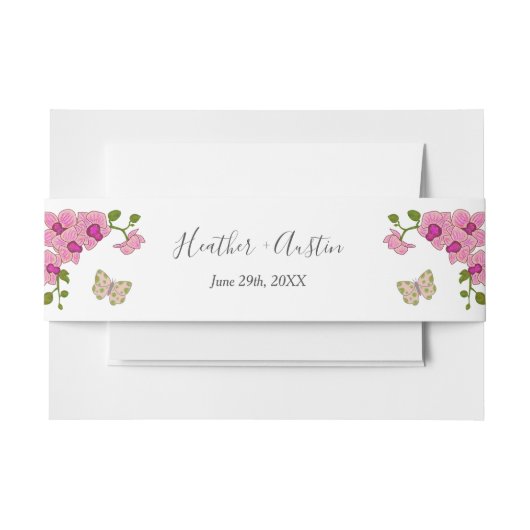 Elegante Lila Orchideen Bohemisch Hochzeit Einladungsbanderole (Vorderseite Beispiel)