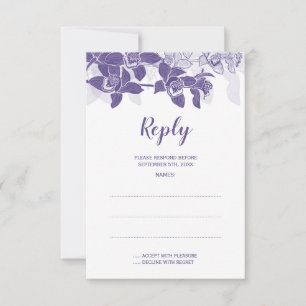 Elegante Lila Orchideen Hochzeitskarte RSVP Karte