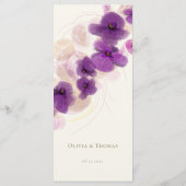 Elegante Lila Orchideenhochzeit Menükarte (Rückseite)