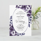 Elegante Lila Oval-Hochzeit Einladung (Stehend Vorderseite)