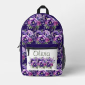 Elegante Lila Pansy Stiefmütterchen Bedruckter Rucksack (Vorderseite)