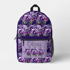 Elegante Lila Pansy Stiefmütterchen Bedruckter Rucksack