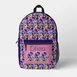 Elegante Lila Pansy Stiefmütterchen Bedruckter Rucksack