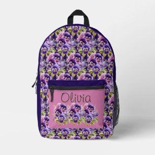 Elegante Lila Pansy Stiefmütterchen Bedruckter Rucksack
