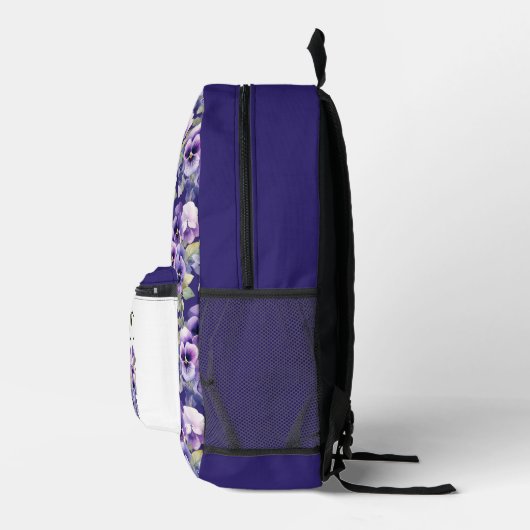 Elegante Lila Pansy Stiefmütterchen Bedruckter Rucksack (Rechts)