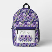 Elegante Lila Pansy Stiefmütterchen Bedruckter Rucksack (Vorderseite)