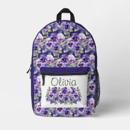 Elegante Lila Pansy Stiefmütterchen Bedruckter Rucksack