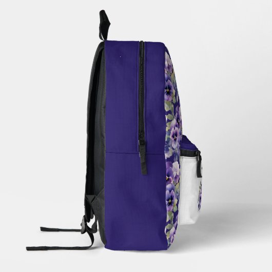 Elegante Lila Pansy Stiefmütterchen Bedruckter Rucksack (Links)