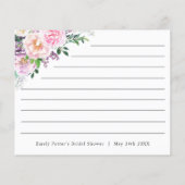 Elegante Lila Pastel Brautparty Rezept Karte (Rückseite)