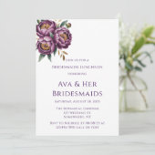 Elegante Lila Peonies Bridesmaids Einladung (Stehend Vorderseite)