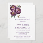 Elegante Lila Peonies Bridesmaids Einladung (Vorne/Hinten)