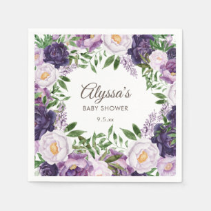 Elegante Lila Peonies Floral Girl Baby Dusche Serviette