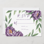 Elegante Lila Peonies Wedding RSVP Card Einladung (Vorderseite)