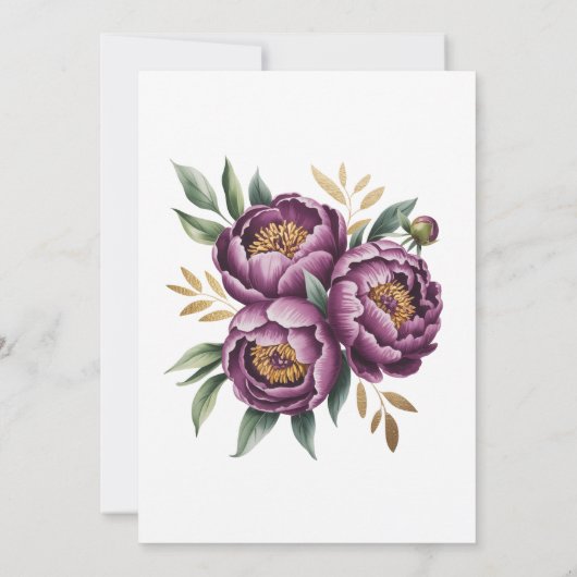 Elegante Lila Peony Floral Couples Dusche Einladung (Rückseite)