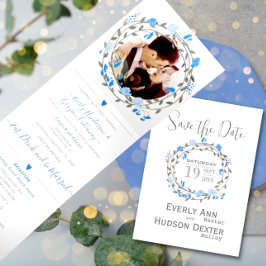 Elegante Lila Peony Floral Wedding Dreifach Gefaltete Einladung