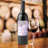 Elegante, lila Pfingstpöne Weinetikett