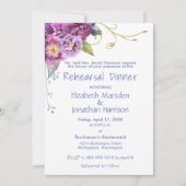 Elegante lila Pfingstrosen-BlumenProben-Abendessen Einladung (Vorderseite)