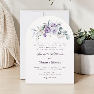 Elegante lila Pfingstrosen-Hochzeitseinladung Einladung