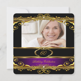 Elegante Lila Pflaume Black 60. Geburtstagsparty Einladung