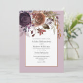 Elegante Lila Pflaumenrosa-Hochzeit Einladung (Stehend Vorderseite)